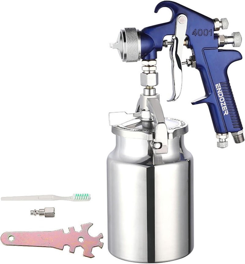 ENDOZER Professional Siphon Feed Spray Gun for Paint, Red Handle, 34 oz -1.8mm Nozzle for a Variety of Low Viscosity Paints（Blue） - Image 1